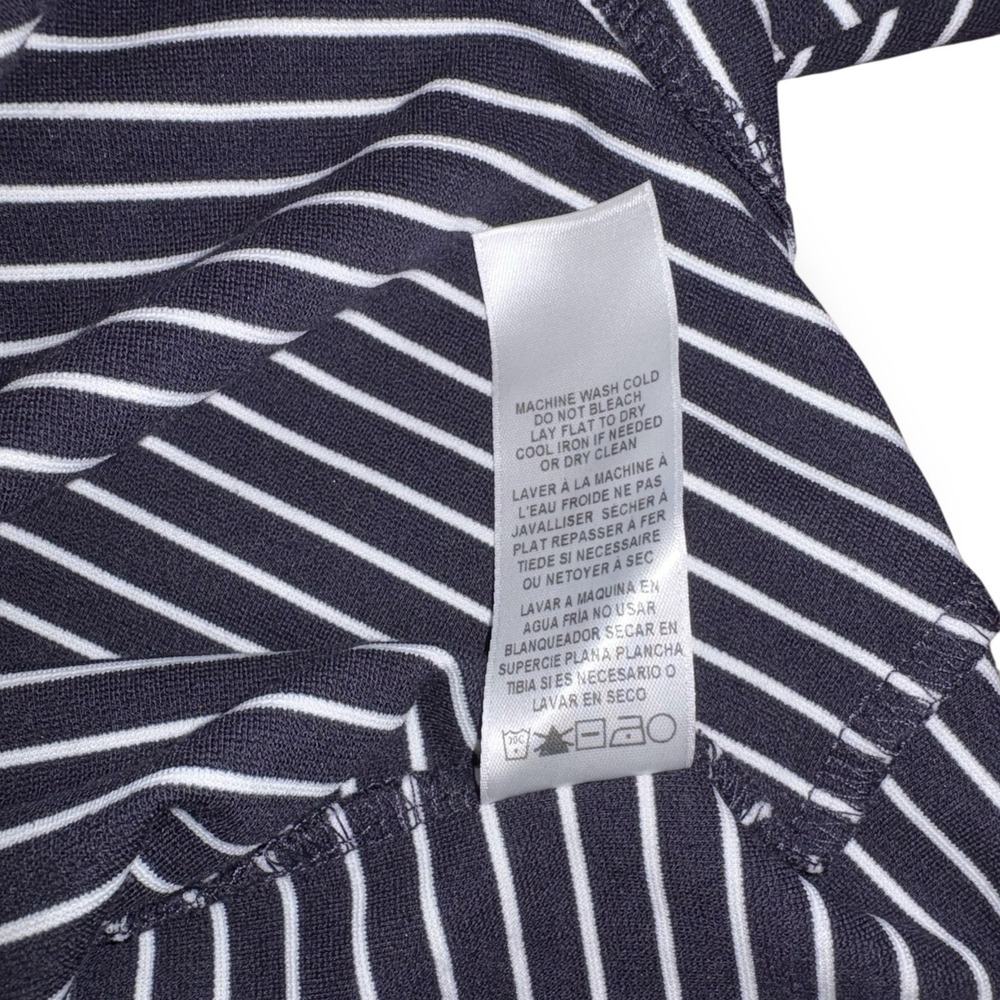 FRAME Women's Small Boatneck Bell Sleeve Navy & White Striped Modal Blouse Top - Picture 5 of 7